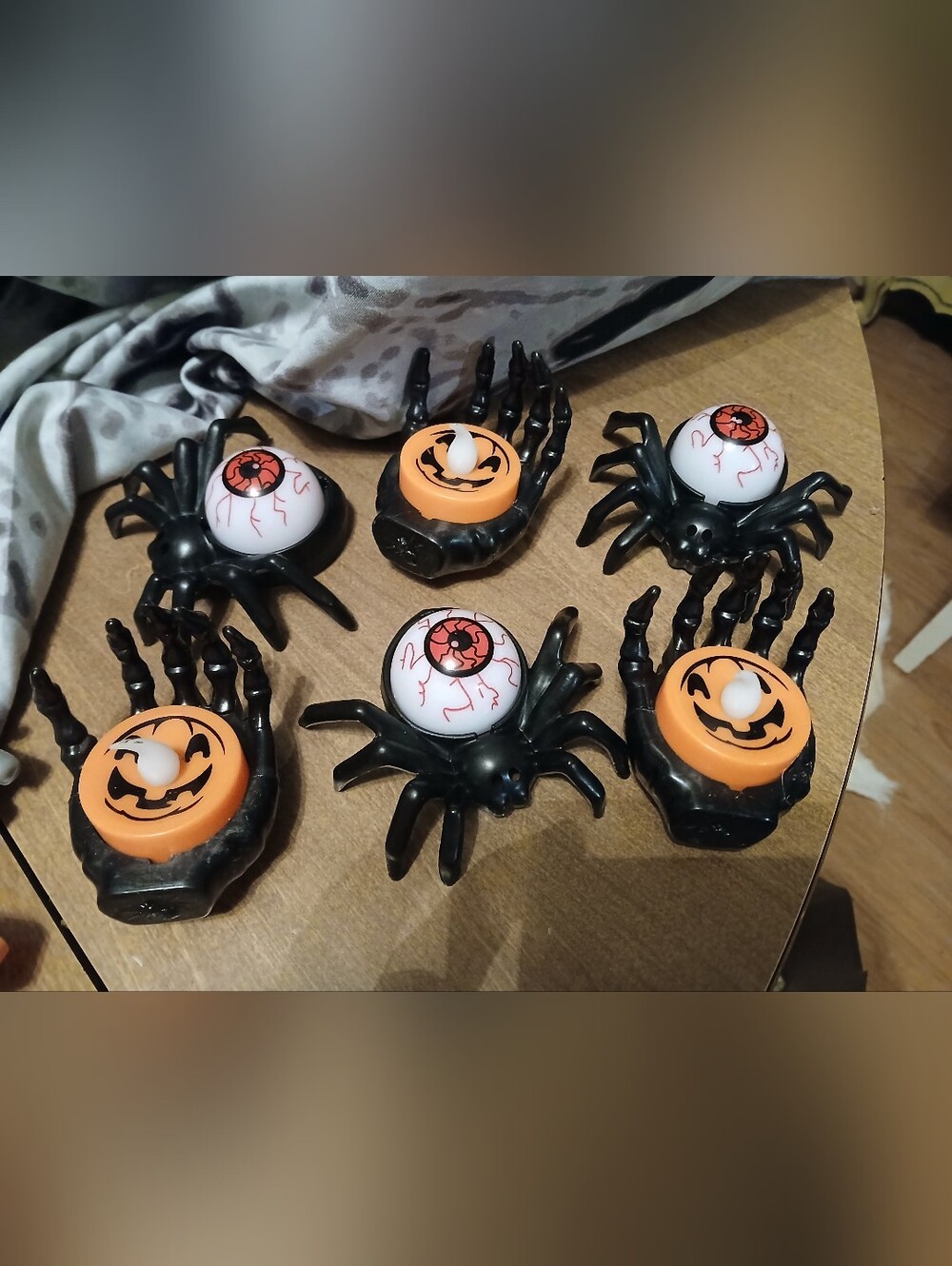 Spooky Black Spider And Pumpkin Led Tealights